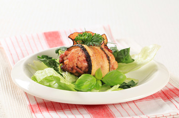 Meatball wrapped in eggplant