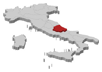 Map of Italy, Abruzzo highlighted