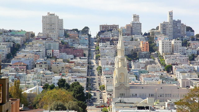 Russian Hill,church and houses