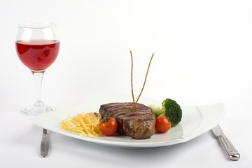 delicious steak on white background