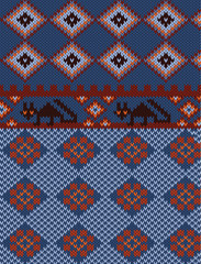 Knitted background with folk ornament