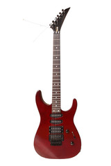 Naklejka premium Red Electric Guitar Isolated on White