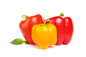 Vegetable - red and yellow peppers isolated on white