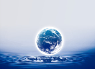 gold fish with abstract water background