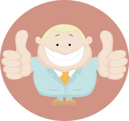 Illustration of businessman showing thumbs up..