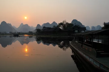 Wandcirkels plexiglas Coucher de soleil en Chine © bobdu11