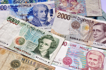 Geldscheine Italienische Lire - obrazy, fototapety, plakaty