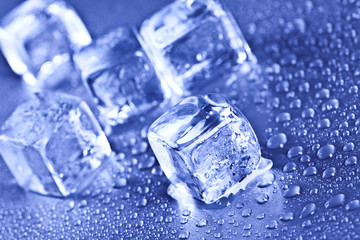 ice cubes and water drops