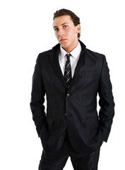 Confident businessman isolated on white