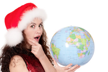 Christmas girl with globe