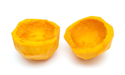 two halfs of peeled pumpkin