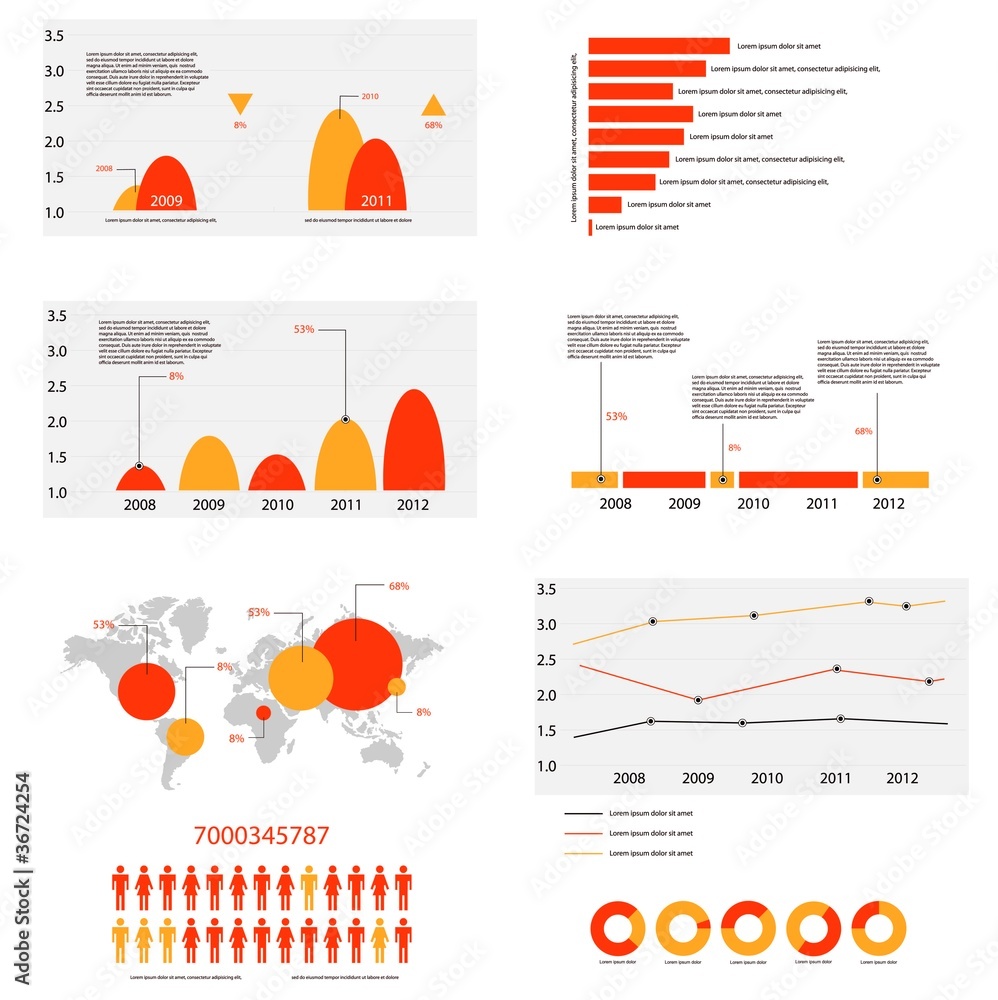 Poster infographic vector graphs and elements. vector illustration.
