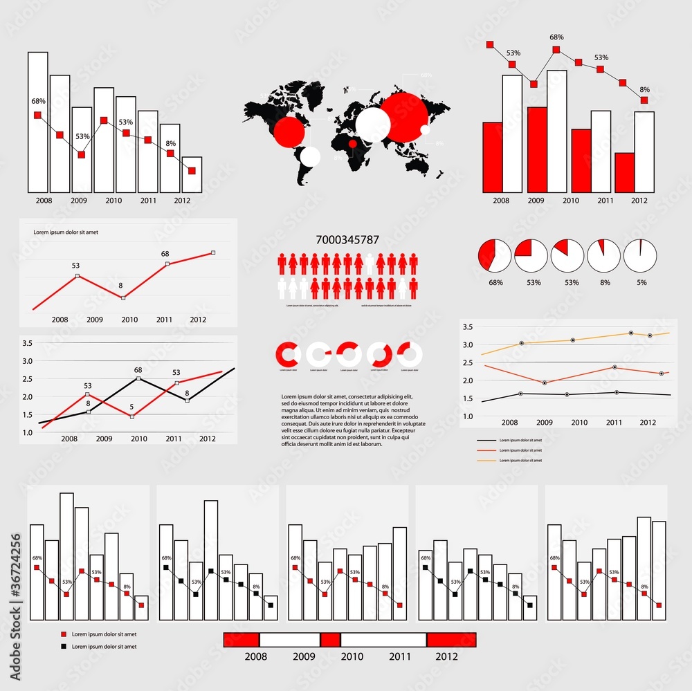 Poster infographic vector graphs and elements. vector illustration.