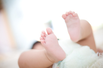 close up of baby' foot