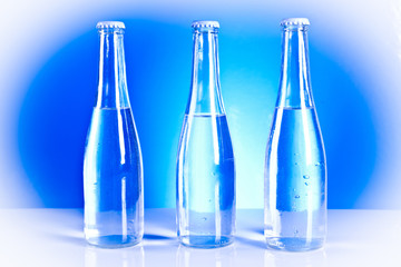 Glass bottles of soda water