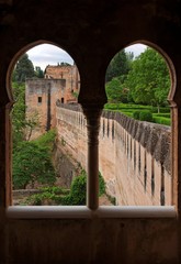 Medieval bastions seen through the castle window