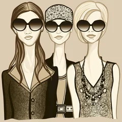 Foto op Canvas three women with sunglasses © Isaxar