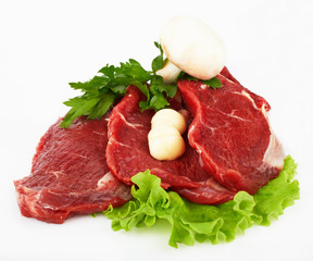 the piece of raw fillet steak