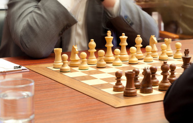 Chess tournament. Beginning of game of chess