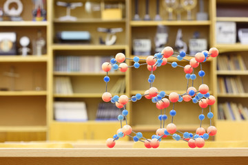 educational model of atomic structure in empty school class