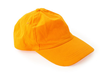 clean new universal orange cap with clipping path on white