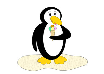 Sommerferien: Pinguin mit Eiswaffel
