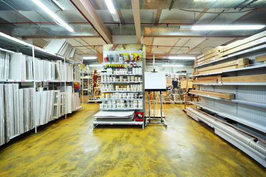 on shelves many canvases for artists of different sizes