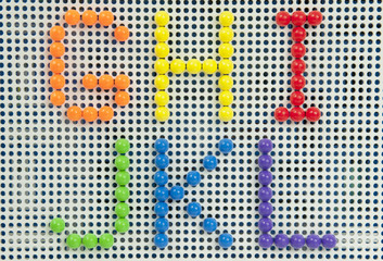 letter a dots pattern  in bright colours.