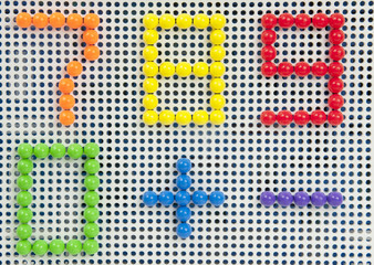 number a dots pattern  in bright colours.