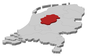 Map of Netherlands, Flevoland highlighted