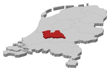 Map of Netherlands, Utrecht highlighted