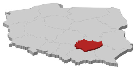 Map of Poland, Swietokrzyskie highlighted