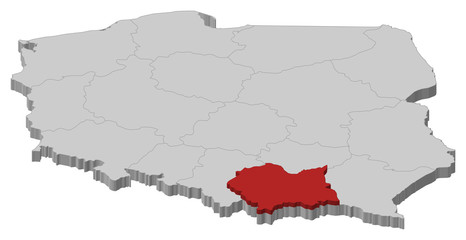 Naklejka premium Map of Poland, Lesser Poland highlighted