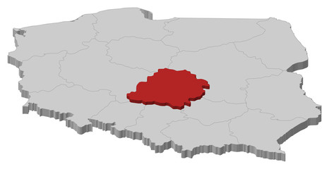 Map of Poland, Lódz highlighted