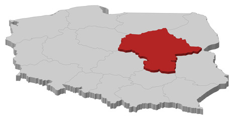 Map of Poland, Masovian highlighted
