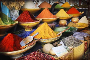 Fotobehang Marokko Kruidenmarkt