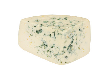 A piece of fresh cheese on a white background
