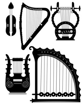 antique strings instruments - vector