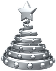 Abstract Christmas tree silver decoration with star and balls