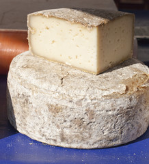 French cheese Tomme at the market