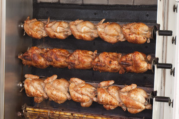 roasted chicken at the rotisserie