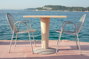 table setting by the sea