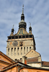 Fototapeta na wymiar Sighisoara, Clock Tower, saxon landmark of Transylvania