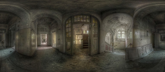 Fototapeta na wymiar opuszczony korytarz panorama