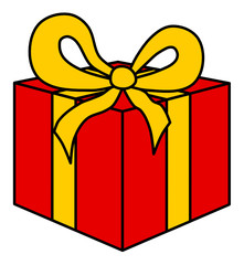 red gift box with yellow ribbon