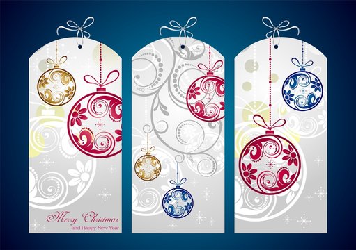 Christmas cards decorated with a blue background
