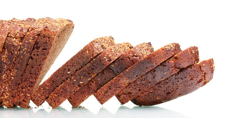 delicious sliced ​​rye bread isolated on white