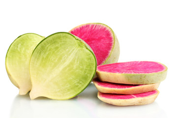 sliced radish isolated on white