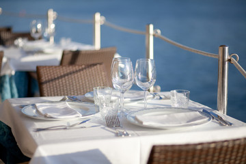 table setting by the sea