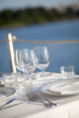 table setting by the sea
